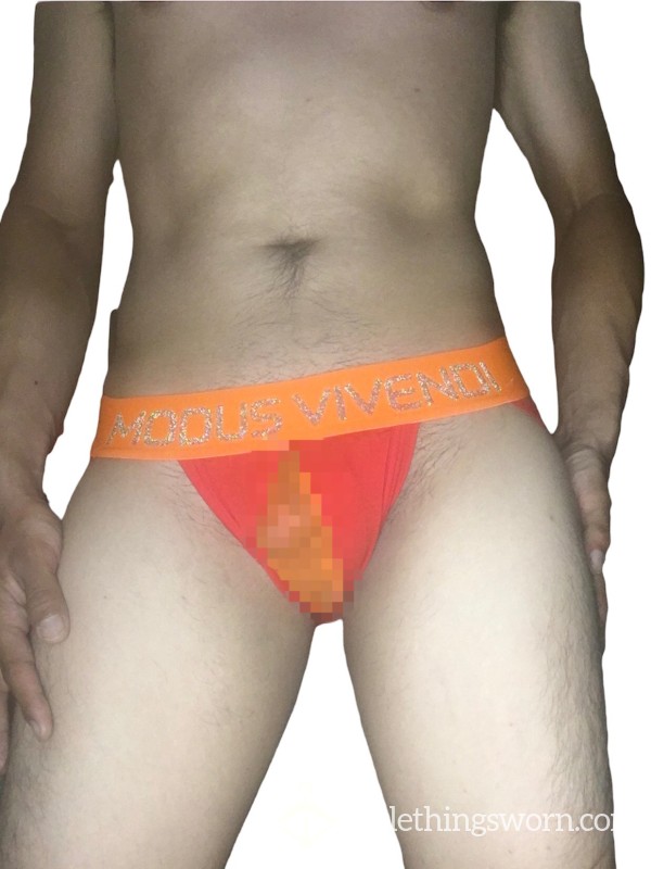 Jockstrap 👀 Peek A Boo See Through🫣 Red Orange 🍊 Sparkle MODUS VIVENDI Size Medium