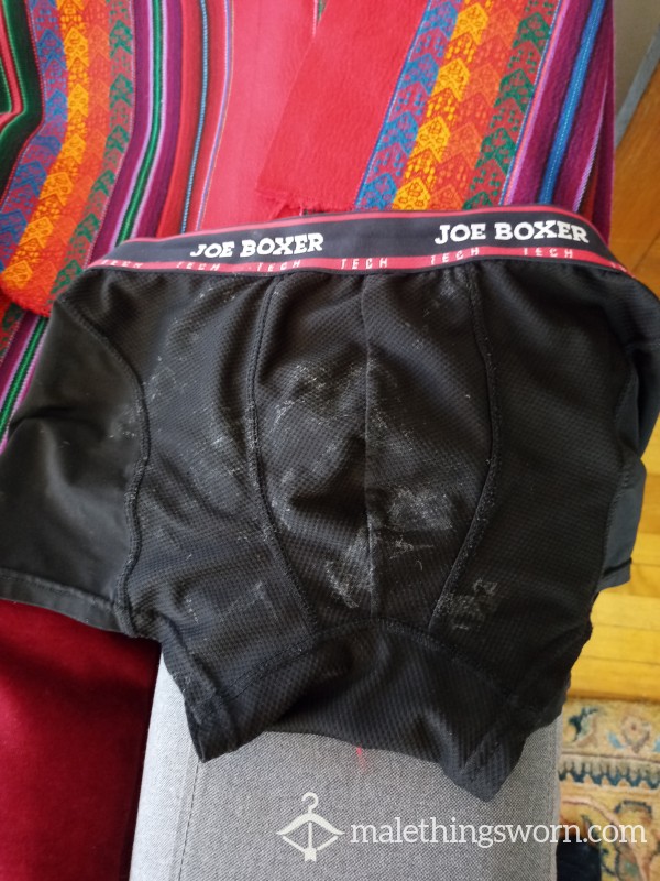 Joe Boxer Black Boxer....stained With Cum, Piss...worn At Least Four Days..medium