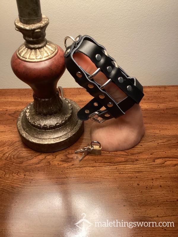 Leather Cock Cage With Lock And 2 Keys