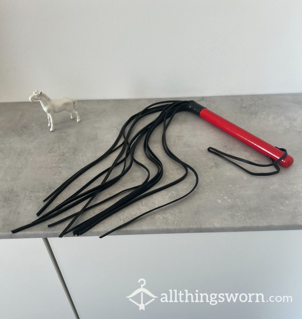 Leather Flogger With Wooden Handle.