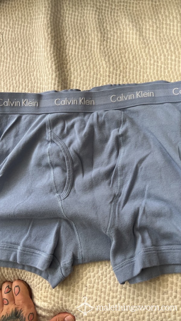 Light Blue Calvin Kleins. Sweated In Intensely And Ripe From Hard Long Workouts.