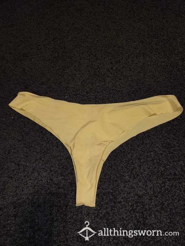Light Yellow Seamless Cotton Thong Size Large