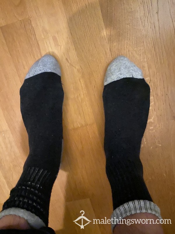 Dirty Black And Grey Long Socks