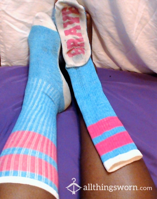 Long Pink, Blue & White Tube Socks
