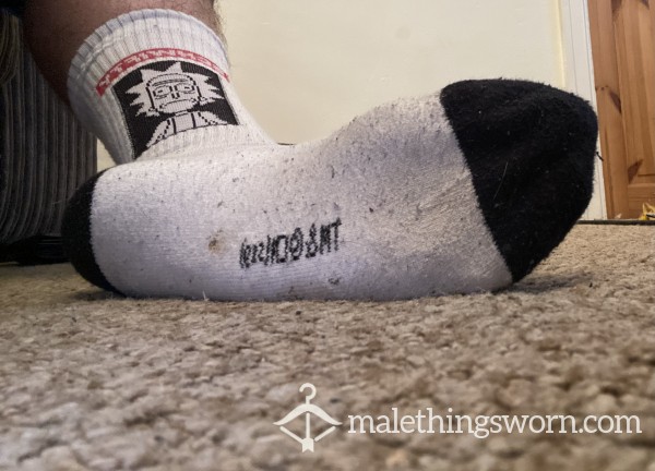 Worn Dirty White Rick & Morty Socks 🧦