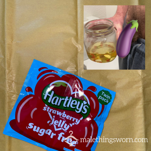Make Your Own Strawberry Jelly With My Piss! You Get 1 Sachet And 1x 500ml Bottle Of Piss. Add A 5ml Cum Vial For £5. Includes Postage