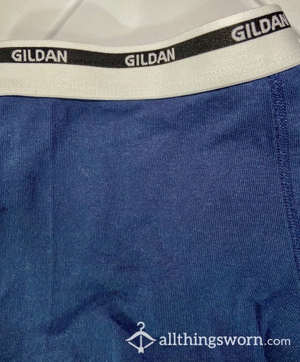 Medium, Blue Gildan Boxer Briefs Worn For 24 Hours, If You Would Like Them Customized, Ask And You Shall Receive.