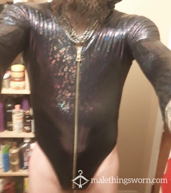 Mens Body Suit Black And Sparkly