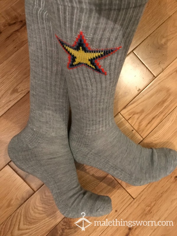 Men's Converse Grey Sports Crew Socks With Star Logo photo