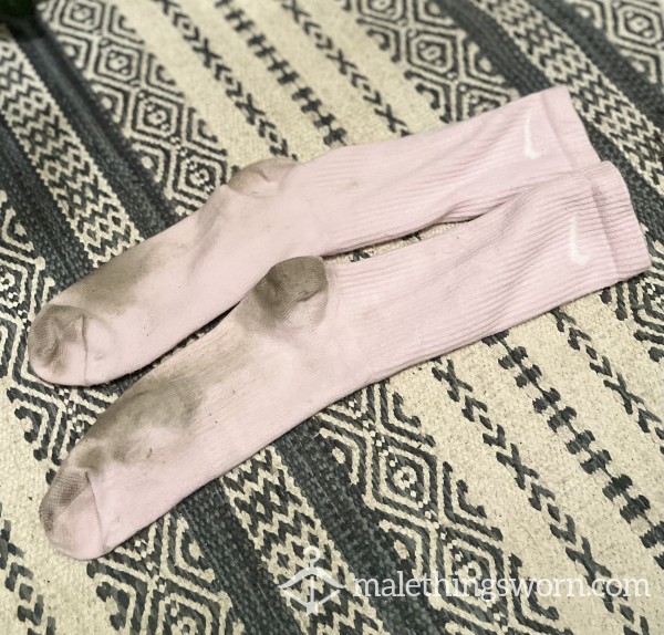 Mens Dirty Used Pink Nike Socks - 3 Days Farm Work Wear 😈
