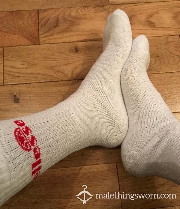 Men's Ellesse White Sports Crew Socks Red Logo - Wanna Sniff?