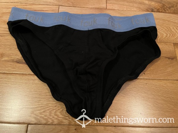 Men's FCUK Black Tight Fitting Briefs With Blue Waistband (S) photo