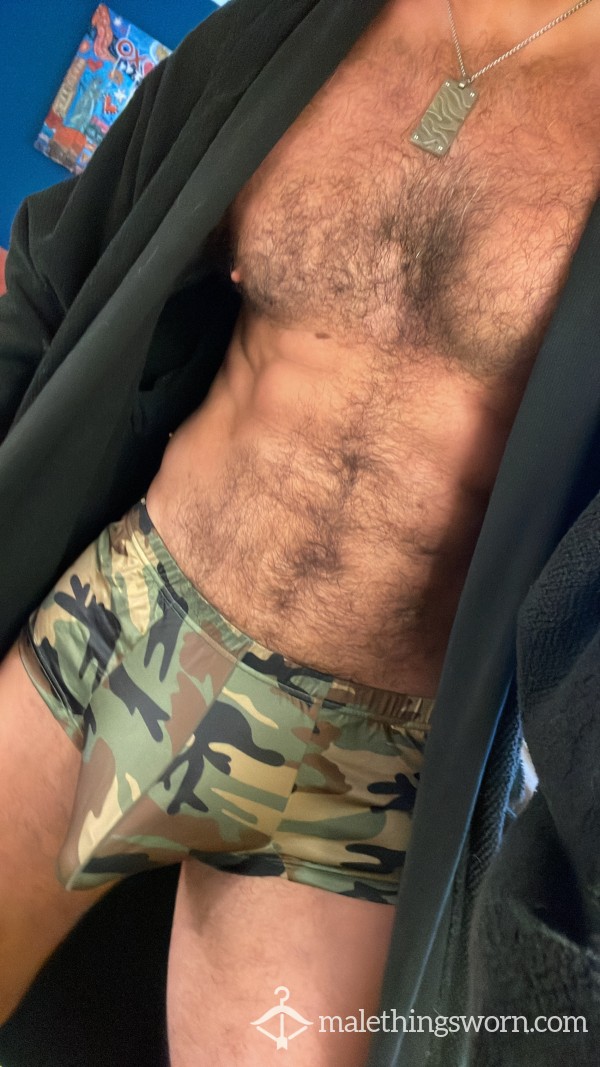 Men’s Green Camo Hipster Briefs Size L. Worn As You Wish.