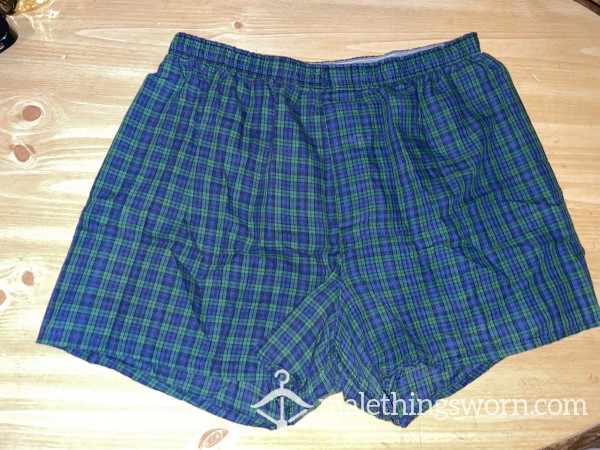 Men's Hanes Green And Blue Print Boxers (L)