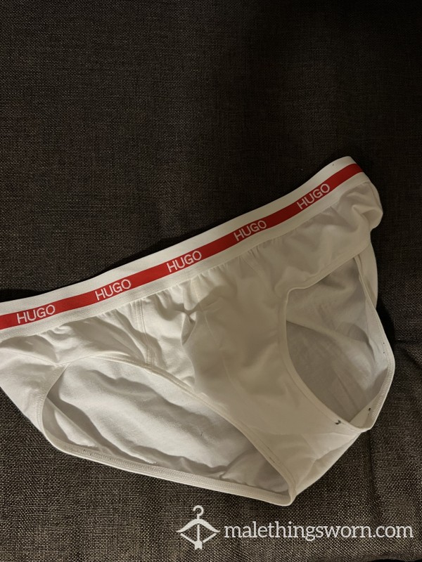 Mens Hugo Boss White & Red Todays Used Underwear Briefs