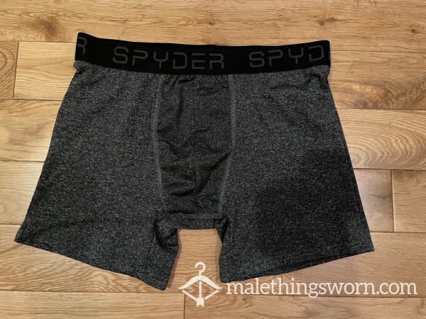 Men's Spyder Performance Dark Grey Microfibre Tight Fitting Boxer Briefs Trunks (M)