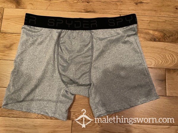 Men's Spyder Performance Grey Microfibre Tight Fitting Boxer Briefs Trunks (M) photo