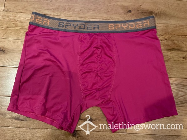 Men's Spyder Performance Hot Pink Microfibre Boxer Briefs Trunks With Orange Waistband (XL)