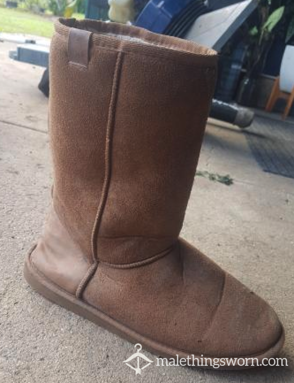 Mens UGG STYLE Shoes/boots - Tall, Brown, Faux Sheepskin Inside