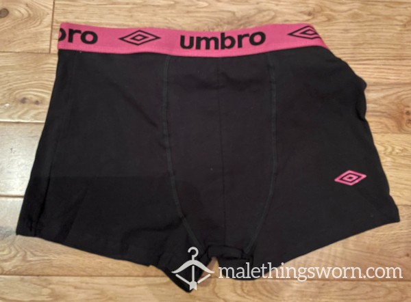 Men's Umbro Black Boxer Trunks With Pink Waistband (XL) Ready To Be Customised For You! photo