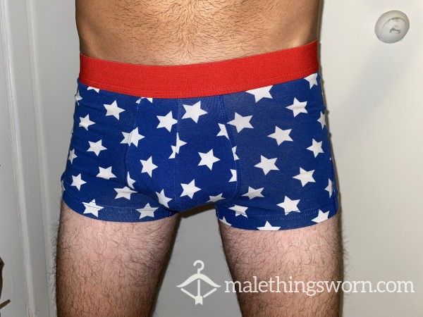 Men's Used H&m Underwear Boxer Briefs Stars & Stripes Red & Blue America