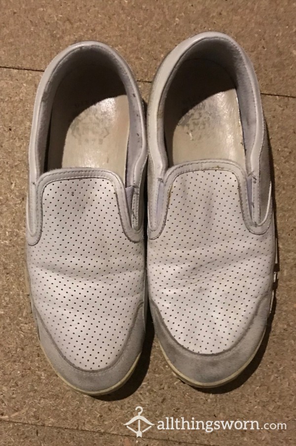 MEN'S WHITE DIESEL SLIP ON DIRTY TRAINERS USED UK SIZE 8 photo