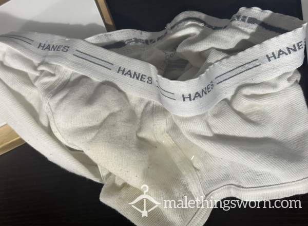 -SOLD- Loaded Men’s White Well-worn Hanes Briefs