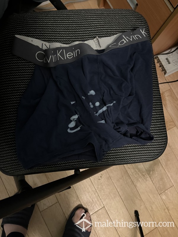 Men’s Worn Navy Calvin Klein With Cum