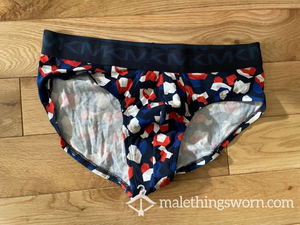Michael Kors Lo Rise Navy Blue Geometric Design Funky Briefs (M) Ready To Be Customised For You!