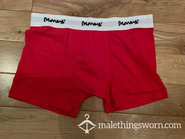 Money Clothing Red Tight Fitting Boxer Brief Chop Trunks (S) Ready To Be Customised For You!