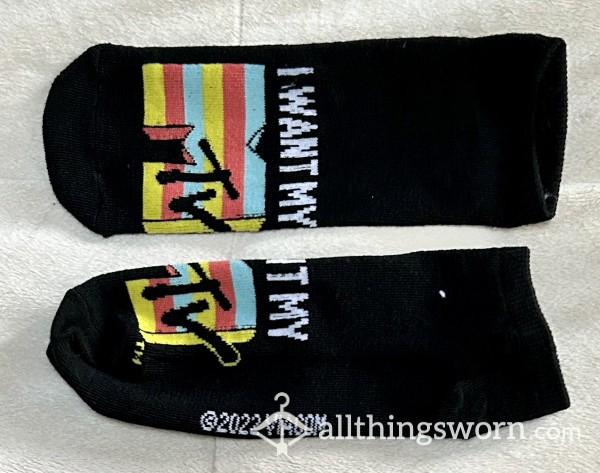🧦 MTV Logo Socks - Black W/Striped Pattern 🖤