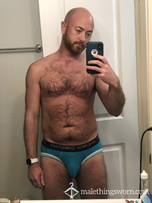 My Favorite Stained Almost Naked Brief From Andrew Christian. These Have Been Through A Lot Of Fun And Stained From Sweat, Lube, Cum, And Piss!