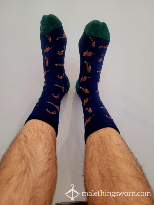 SOLD - Navy Fox Socks - 2 Day Wear And Customisable