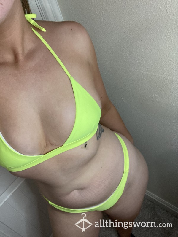 Neon Yellow Tiny Thong Bikini - Worn For 1 Day