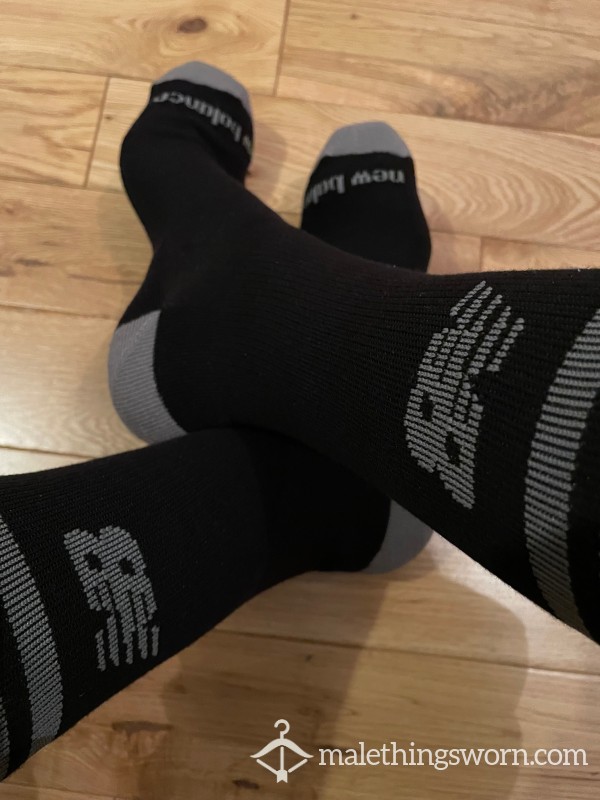 New Balance Black Sports Crew Socks With Grey Logo- Ready To Be Customised For You