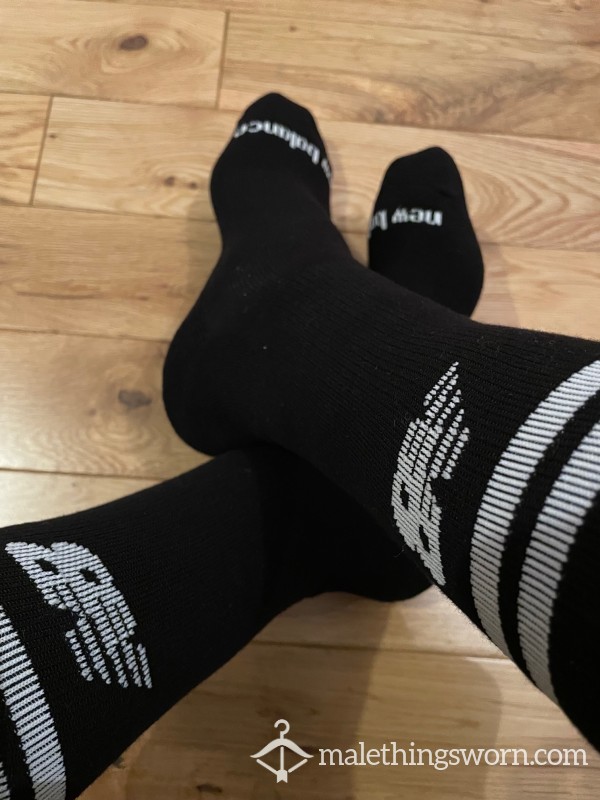New Balance Black Sports Crew Socks with White Logo- Ready To Be Customised For You photo