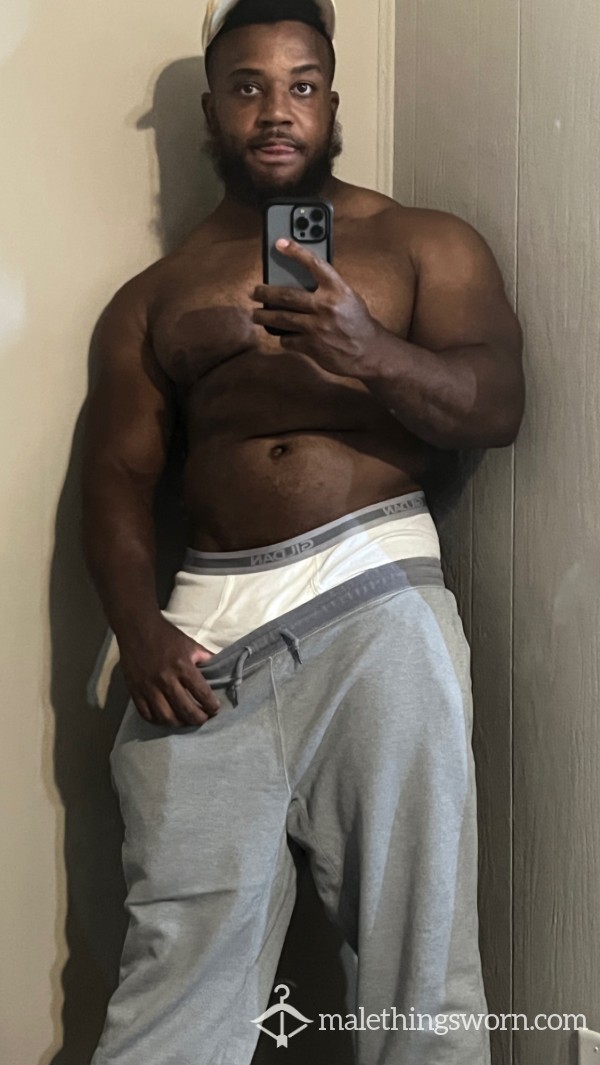 Nike Grey Sweats Pants. Sweated In Intensely And Ripe From Hard Long Workouts. Extremely Musky, And These Sweats Hold The Musk Well!
