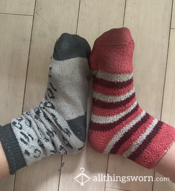 Old Well Worn Stinky Mix Match Fuzzy Socks