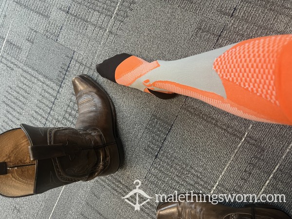 Orange Compression Socks In Boots All Day