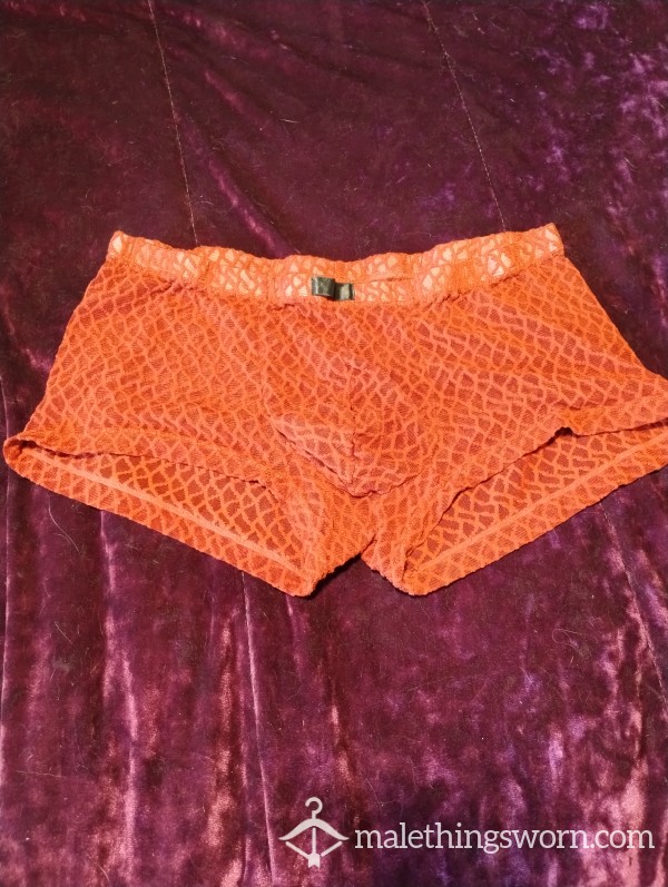 Orange Lace Booty Shorts