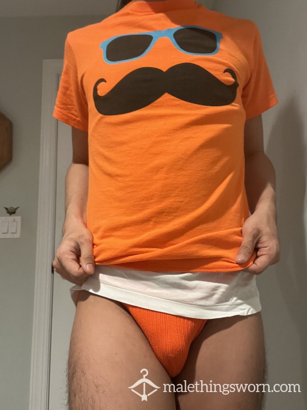 Orange Sunglasses Mustache 🥸 Used T Shirt Size Small