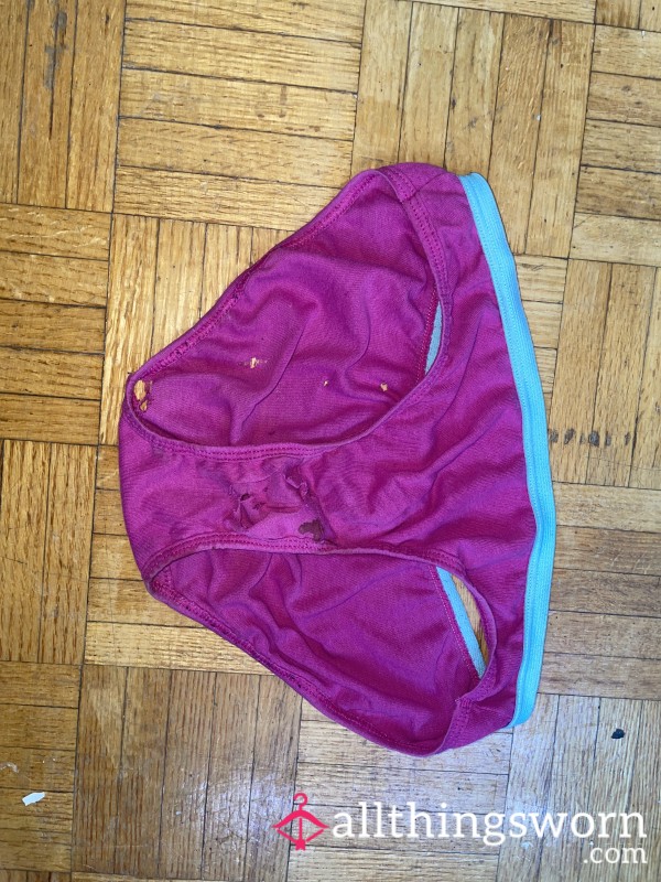 Pink Full Back Panties With Blue Elastic Band