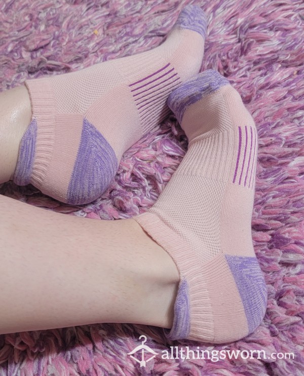 Pink Socks With Purple Detailing