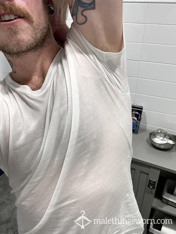 Pit Stank White Workout T-Shirt. 🥵 *NO* Deodorant