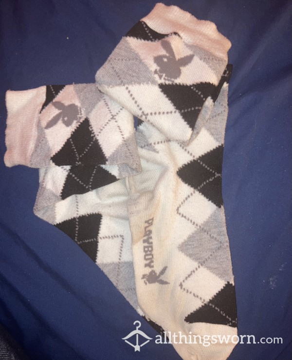 Playboy Bunny Black, White&Grey Argyle Socks