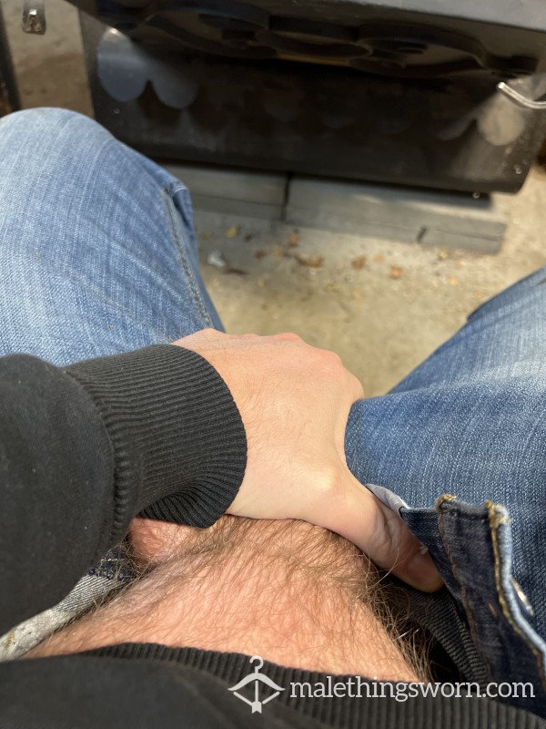 Playing With My Uncut Cock In The Shop