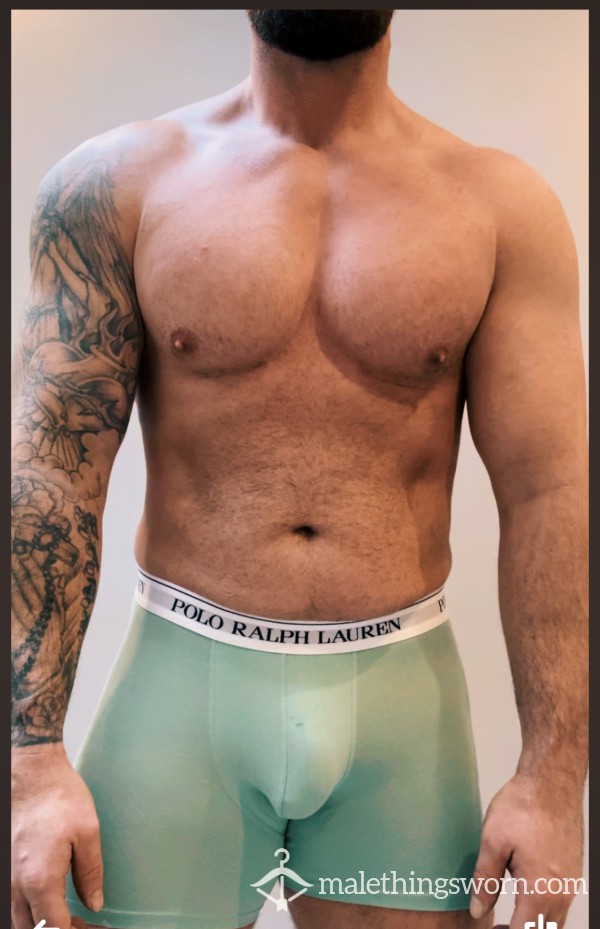 ⭐£5 OFF - THIS WEEKEND ONLY ⭐Polo Ralph Lauren - Misty Green Boxers ⭐⭐ - Including 24 Hours Wear And ONE Gym Session! Sopping.... 💦