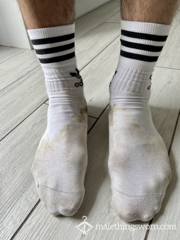 Rancid White Adidas Socks Worn Hiking