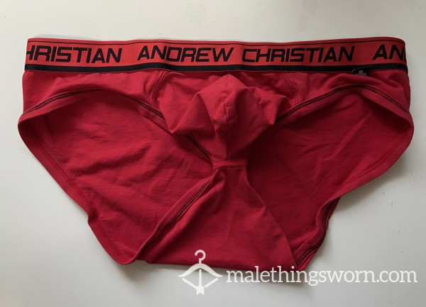 SOLD - XL Red Andrew Christian Briefs (35-38 In / 89-96 Cm)