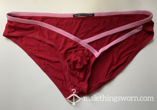 Andrew Christian Red Low-Cut Briefs With Cutout Size XL (35-38 In / 89-96 Cm)
